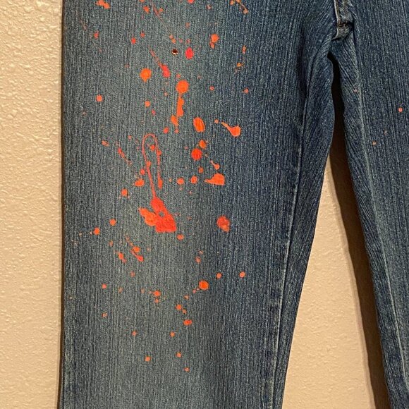 UNIONBAY stretch Blue Jeans Hand Splattered Fabric Paint & Rhinestones Size 5 - Picture 9 of 11